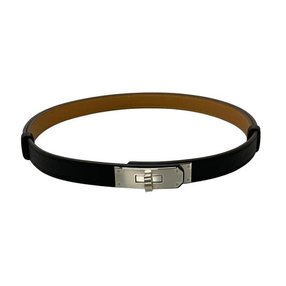 Auth HERMES Kelly Black Veau Epsom K Belt - Picture 1 of 5